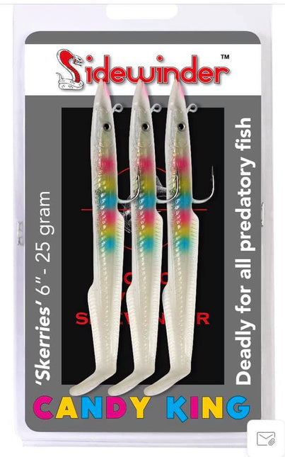 Sidewinder Candy King Skerries Eel Sandeel Fishing Lures 6" Size