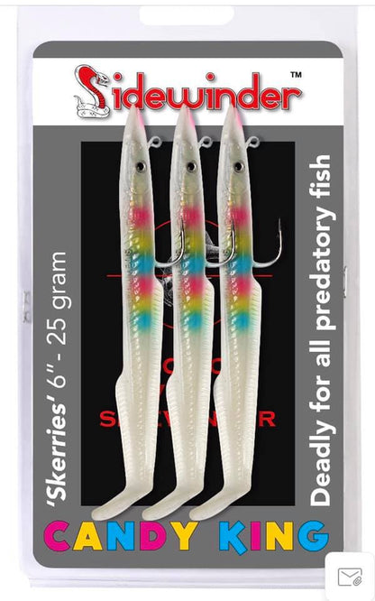 Sidewinder Candy King Skerries Eel Sandeel Fishing Lures 6" Size