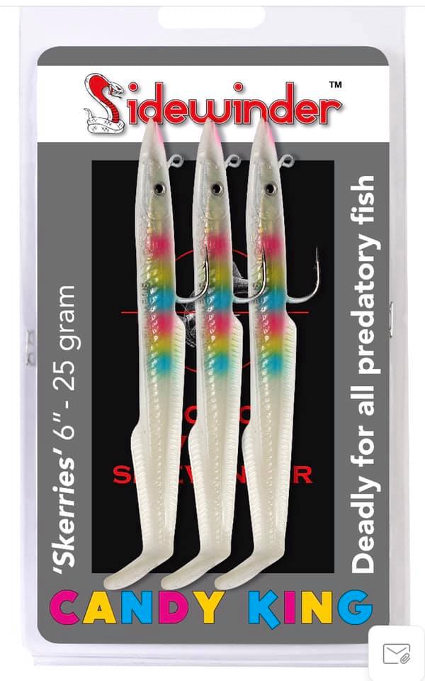Sidewinder Candy King Skerries Eel Sandeel Fishing Lures 6" Size