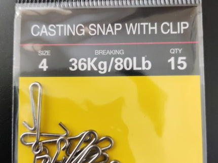 Tronixpro Casting Snap With Hook Clip Size 4 36kg 80lb