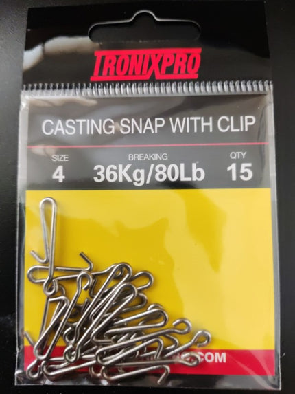 Tronixpro Casting Snap With Hook Clip Size 4 36kg 80lb