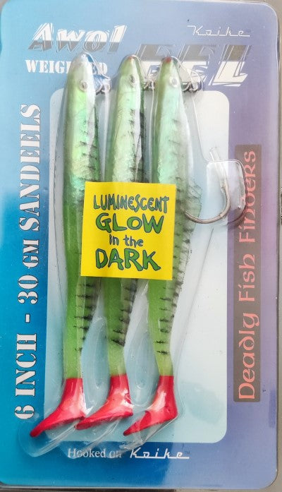 Koike Awol Eels Luminous Sandeel Fishing Lures 6" 3 Per Pack