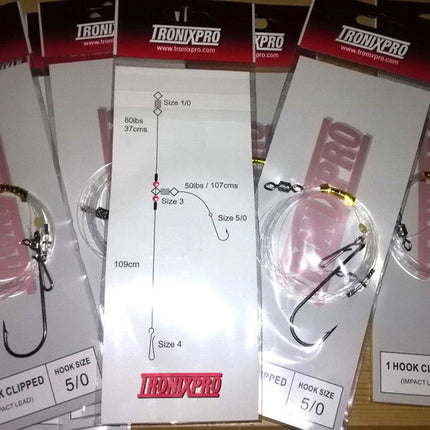 Tronixpro 1 Hook Sea Fishing Rig 5/0 Hook Bulk Buy 10 Rigs