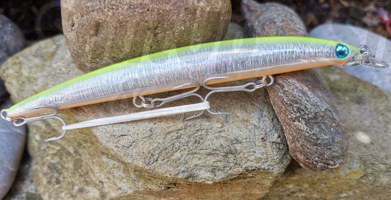 Fishus Long Minnow Floating Fishing Lures Chartreuse Orange Belly