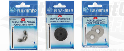 Flashmer Sea Fishing Bait Pump Spares - 50mm - 32mm - Washers Joints Wing Nuts