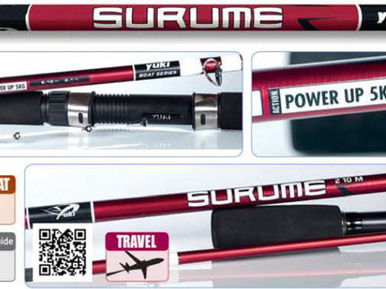 Yuki Surume Boat Series 3 Piece Fishing Rod - Ideal Travel Boat Rod