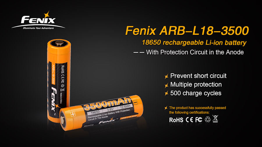 Fenix ARB-L18-3500 18650 Battery For HM65R Etc
