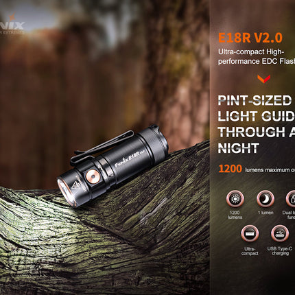 Fenix E18R V2 Rechargeable Compact Mini Torch 1200 Lumens