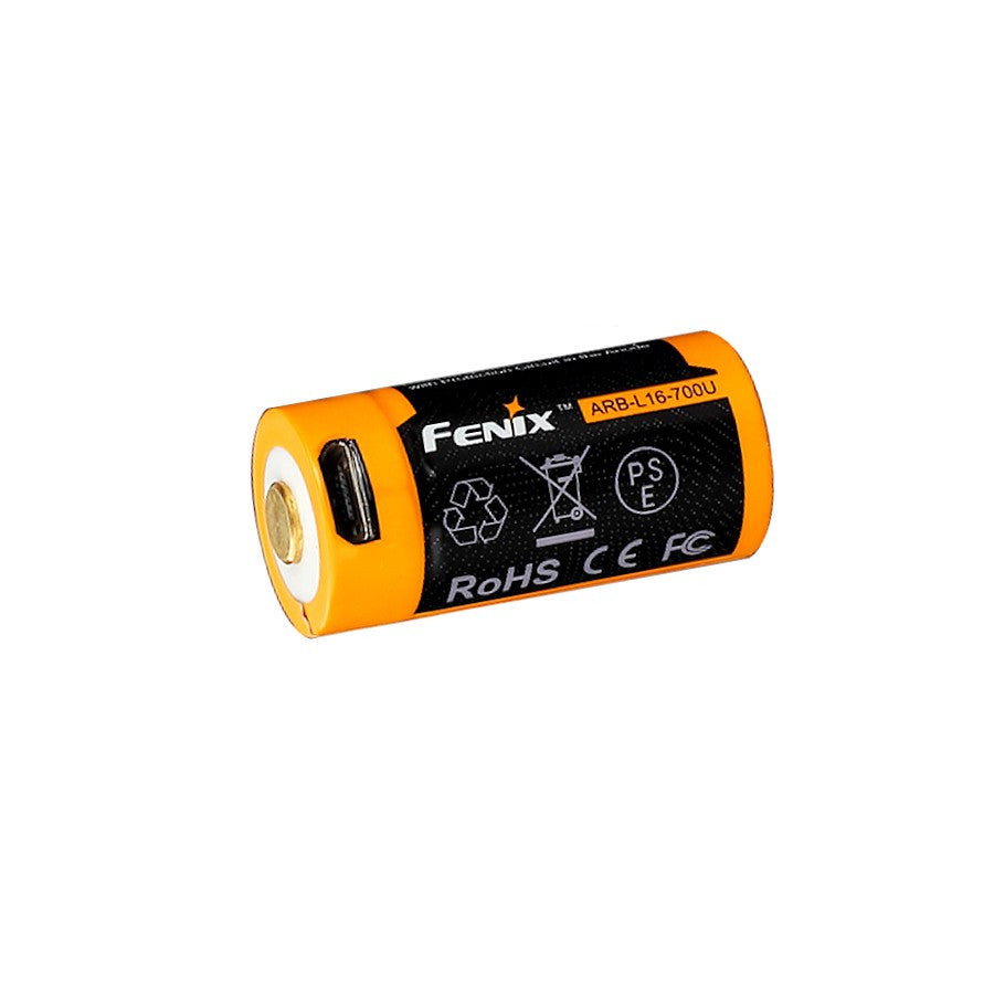 Fenix ARB-L16-700UP USB 16340 Battery - High Current - USB Port Built in