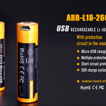 Fenix ARB-L18-2600U Micro USB 2600mAh Rechargeable Battery For HM65R Etc